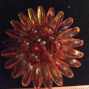 Vintage Rootbeer Lucite  1950 Drama Flower Brooch